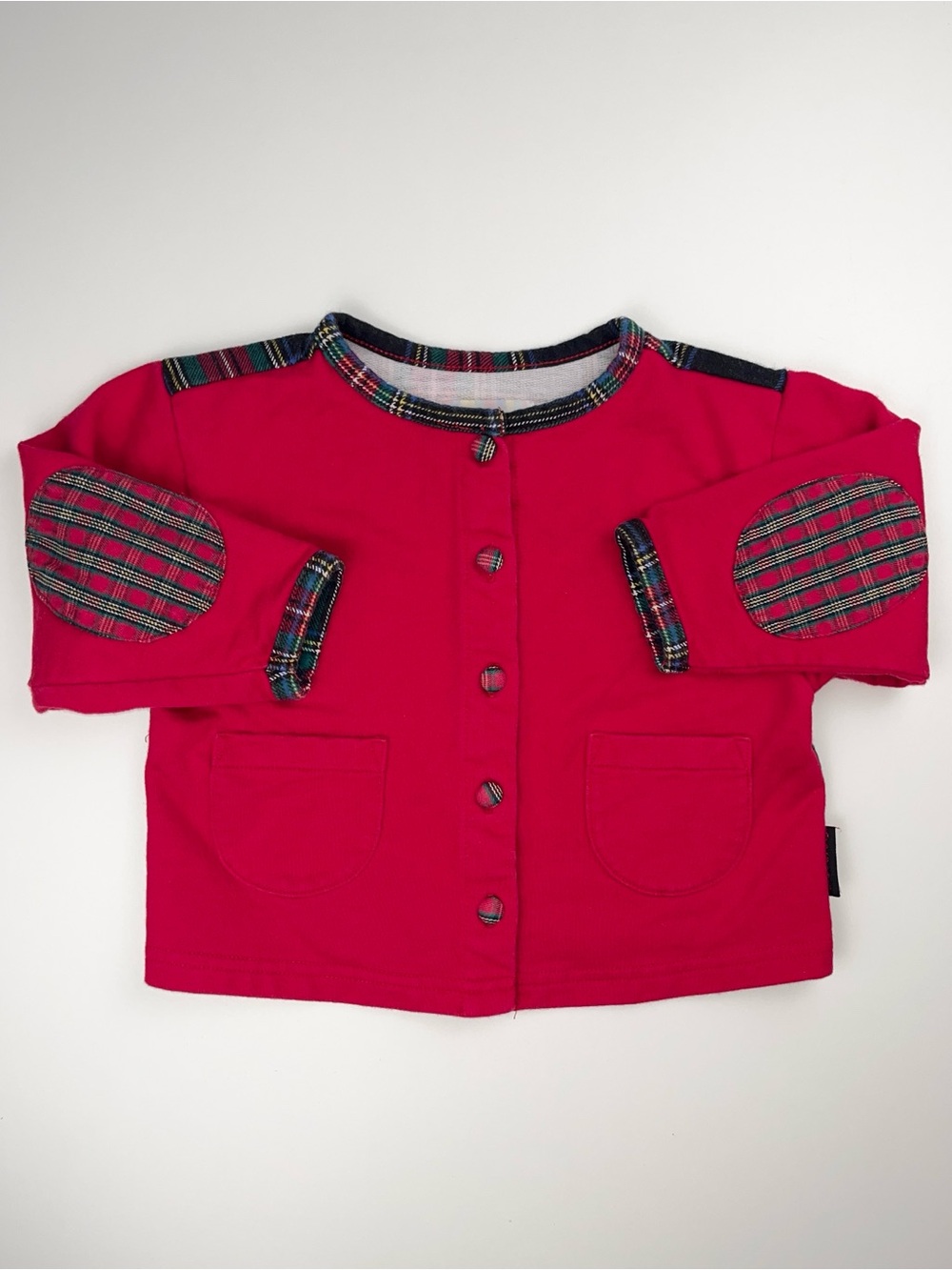 Gymboree 1996 Holiday Plaid Rainbow Tag Red Cardigan Jacket XS